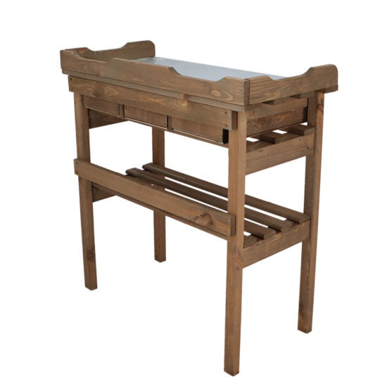 Table à rempoter av. tiroirs marron de Esschert design - deco maison et jardin dans E058