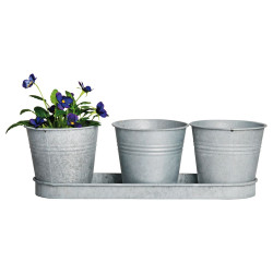3 pots fleurs+soucoupe zinc patiné de Esschert design - deco maison et jardin dans E058