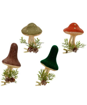 Champignon verre a/pois pomme pin or d6cm h7cm de Kaemingk - deco de la maison dans K002