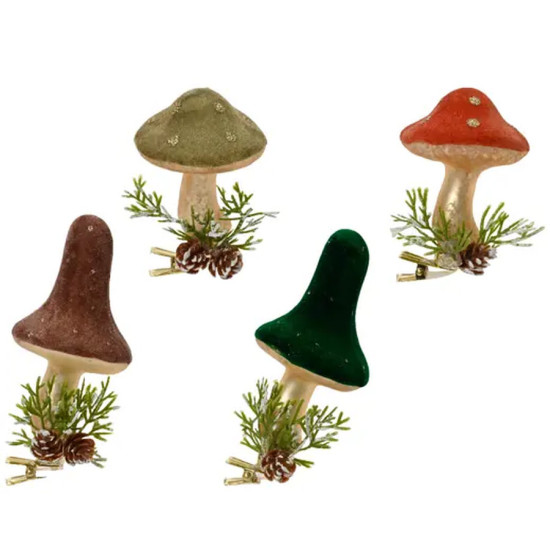 Champignon verre a/pois pomme pin or d6cm h7cm de Kaemingk - deco de la maison dans K002