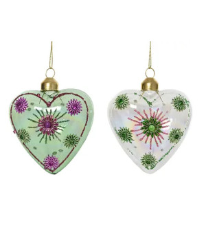 Coeur verre transparent a/diamants 8cm de Kaemingk - deco de la maison dans K002