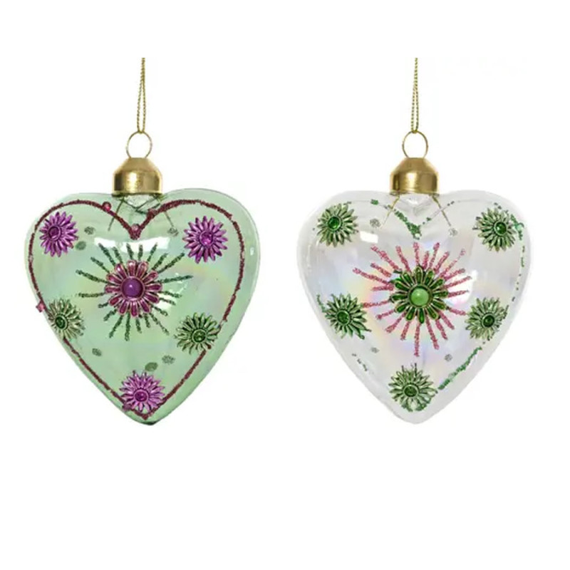 Coeur verre transparent a/diamants 8cm de Kaemingk - deco de la maison dans K002