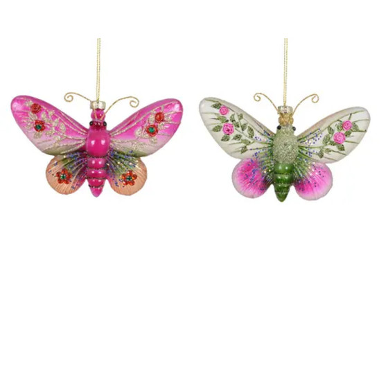 Papillon verre a/paillettes multi 7.1cm 2ass de Kaemingk - deco de la maison dans K002