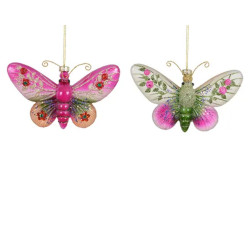 Papillon verre a/paillettes multi 7.1cm 2ass de Kaemingk - deco de la maison dans K002