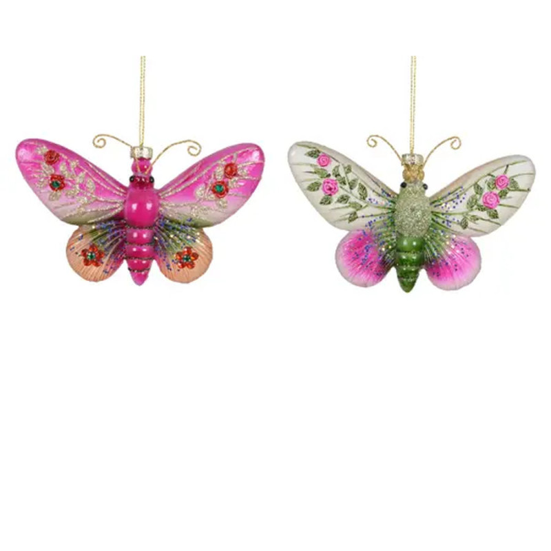 Papillon verre a/paillettes multi 7.1cm 2ass de Kaemingk - deco de la maison dans K002
