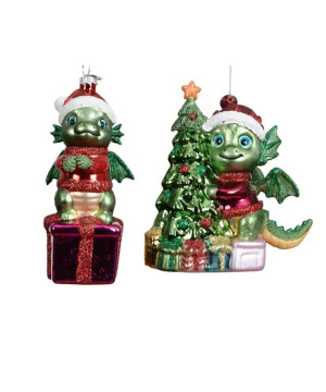 Dragon verre a/sapin multi l.11.6cm h11.8cm de Kaemingk - deco de la maison dans K002