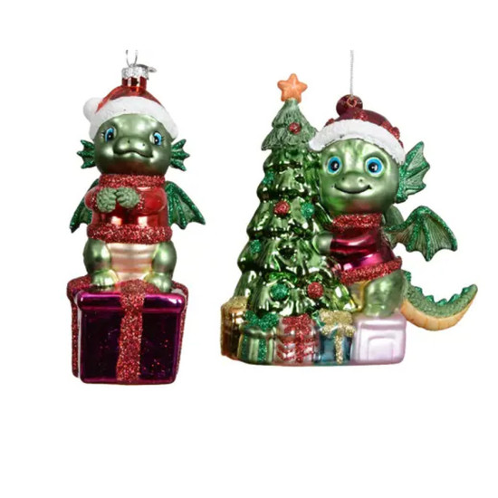 Dragon verre a/sapin multi l.11.6cm h11.8cm de Kaemingk - deco de la maison dans K002