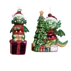 Dragon verre a/sapin multi l.11.6cm h11.8cm de Kaemingk - deco de la maison dans K002