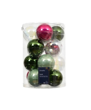Boule verre mix rose/couleur x16 de Kaemingk - deco de la maison dans K002