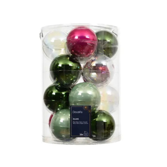 Boule verre mix rose/couleur x16 de Kaemingk - deco de la maison dans K002