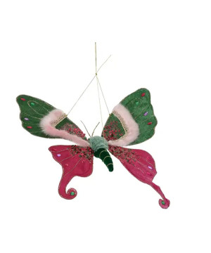 Papillon velours paillettes+strass vert 40cm de Kaemingk - deco de la maison dans K002
