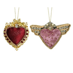 Coeur velours a/strass 10cm 2ass de Kaemingk - deco de la maison dans K002