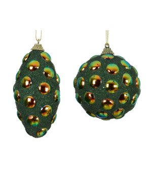 Figurine miroir perles vert pin 2ass 8cm de Kaemingk - deco de la maison dans K002