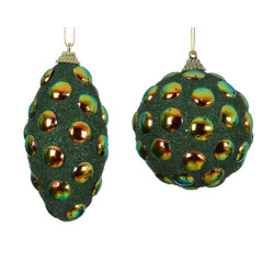 Figurine miroir perles vert pin 2ass 8cm de Kaemingk - deco de la maison dans K002