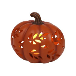 Citrouille 12l orange/blanc chaud 21.5cm de Kaemingk - deco de la maison dans K002