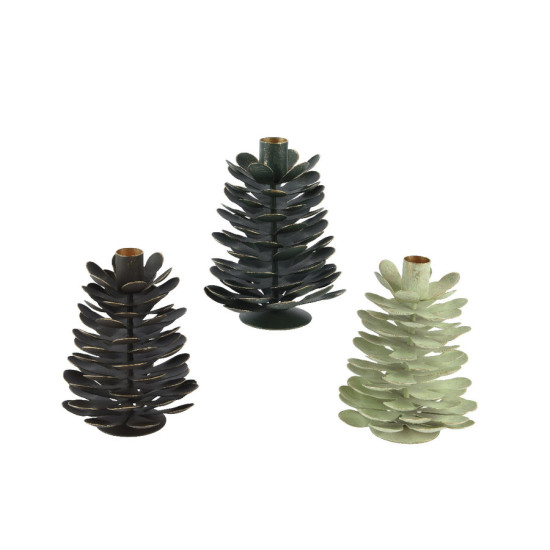 Bougeoir fer pomme pin 16cm de Kaemingk - deco de la maison dans K002