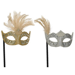 Masque polypropylene avec plumes 2col ass 13cm de Kaemingk - deco de la maison dans K002