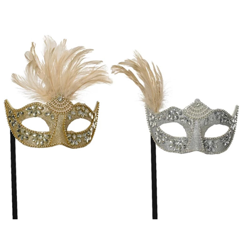 Masque polypropylene avec plumes 2col ass 13cm de Kaemingk - deco de la maison dans K002