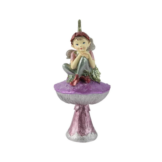 Fee polyresine sur champignon multi 20cm de Kaemingk - deco de la maison dans K002