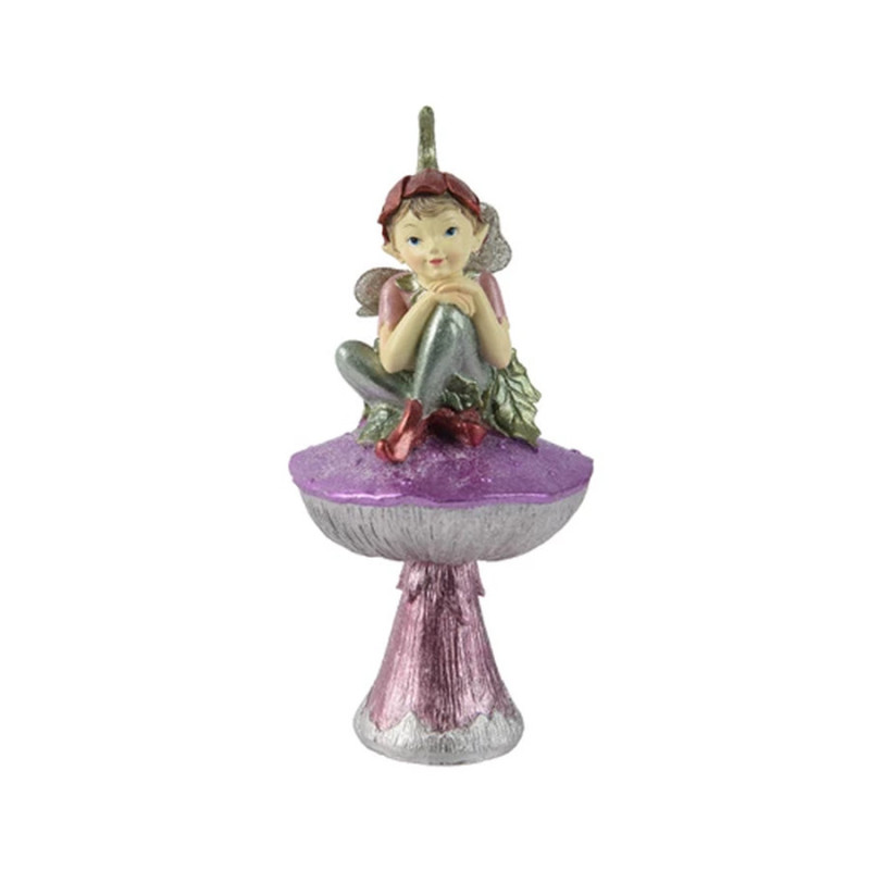Fee polyresine sur champignon multi 20cm de Kaemingk - deco de la maison dans K002