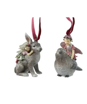Fee a/lapin oiseau brun 9cm de Kaemingk - deco de la maison dans K002