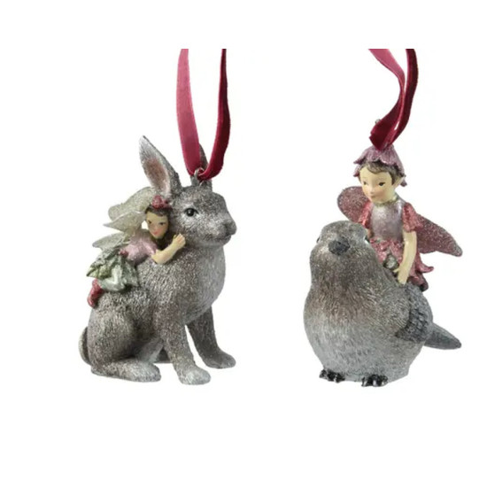 Fee a/lapin oiseau brun 9cm de Kaemingk - deco de la maison dans K002