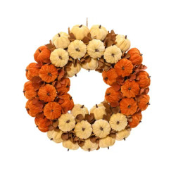 Couronne velours polyester citrouille 44cm de Kaemingk - deco de la maison dans K002