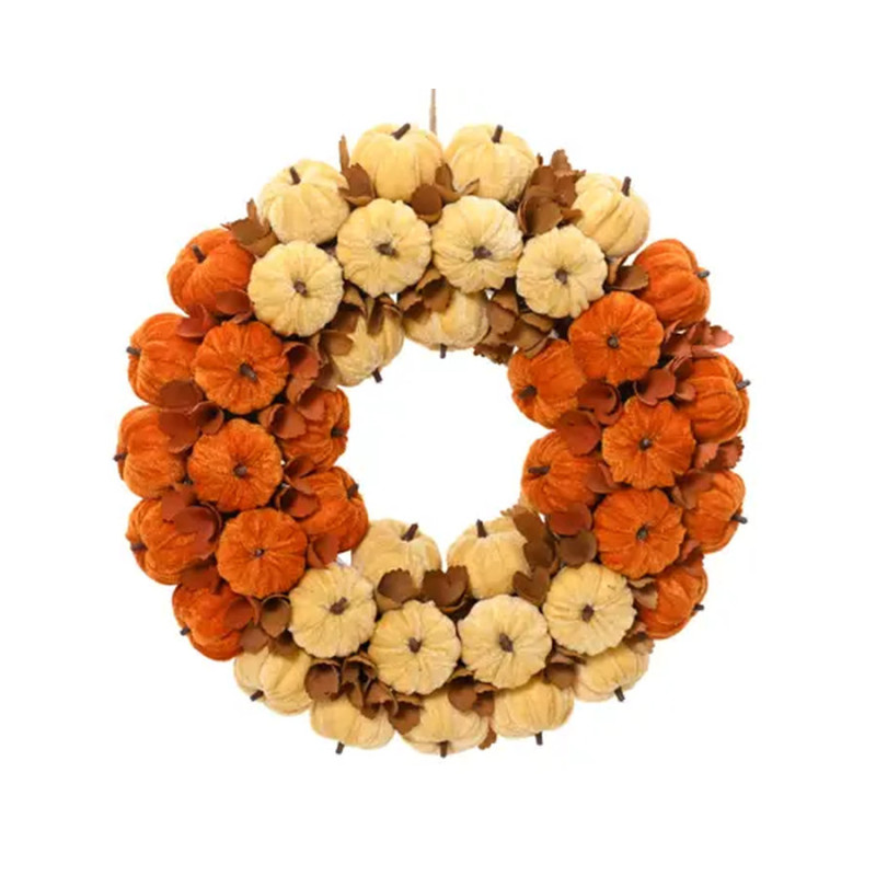 Couronne velours polyester citrouille 44cm de Kaemingk - deco de la maison dans K002