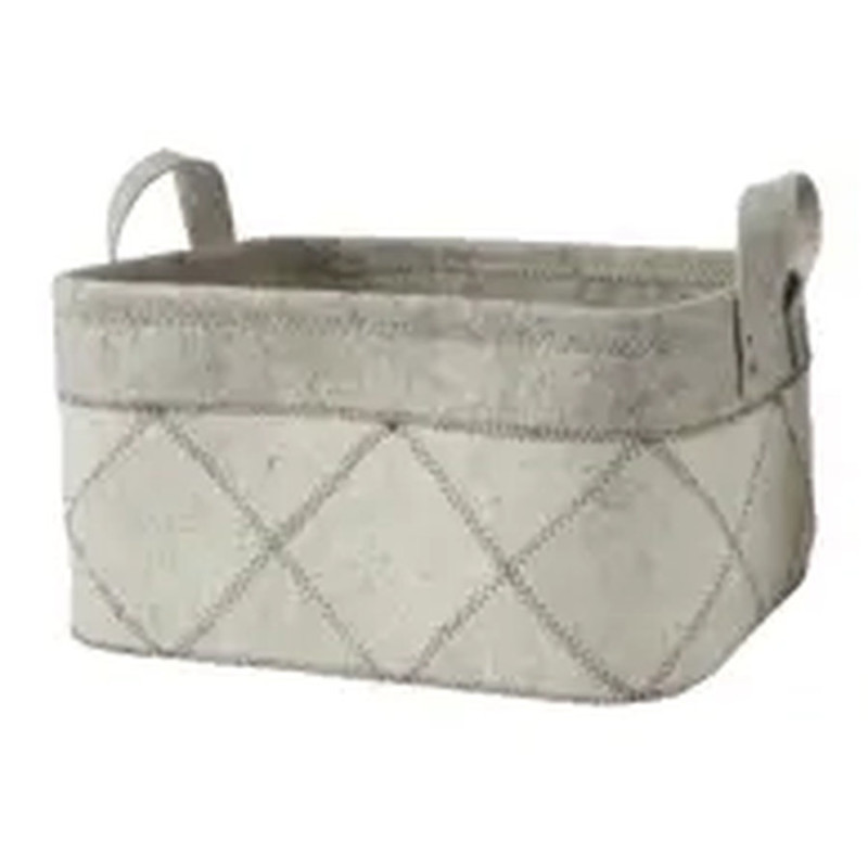 Panier feutrine blanc casse 40x30cm h23cm de Kaemingk - deco de la maison dans K002
