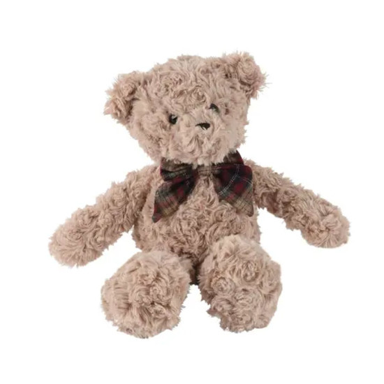 Ours peluche noeud a carreaux marron 30cm de Kaemingk - deco de la maison dans K002