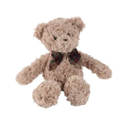 Ours peluche noeud a carreaux marron 30cm de Kaemingk - deco de la maison dans K002