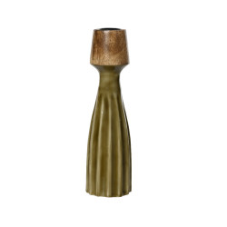 Bougeoir bois de manguier sculpte vert 30cm de Kaemingk - deco de la maison dans K002