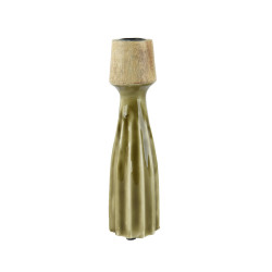 Bougeoir bois de manguier sculpte vert 22.5cm de Kaemingk - deco de la maison dans K002