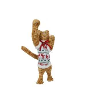 Chat polyester pull avec noeud et cloche 57cm de Kaemingk - deco de la maison dans K002