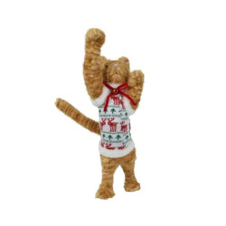 Chat polyester pull avec noeud et cloche 57cm de Kaemingk - deco de la maison dans K002