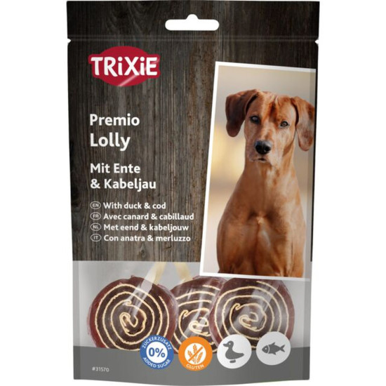 Lolly au canard & cabillaud 11 cm 80g de Trixie - Produit pour animaux dans T050