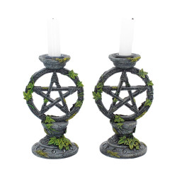 Figurine wiccan pentagram candlesticks 15cm de Herboristerie et Esotérisme à Libourne dans W0151