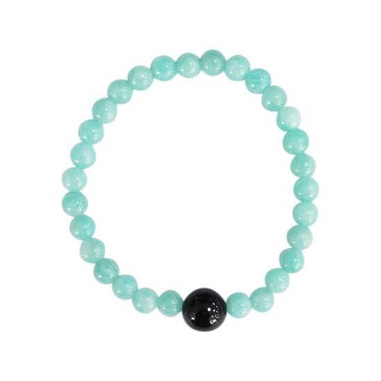 Bracelet amazonite perles 6 mm + onyx noir 1 cm de Herboristerie et Esotérisme à Libourne dans A061