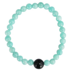 Bracelet amazonite perles 6 mm + onyx noir 1 cm de Herboristerie et Esotérisme à Libourne dans A061