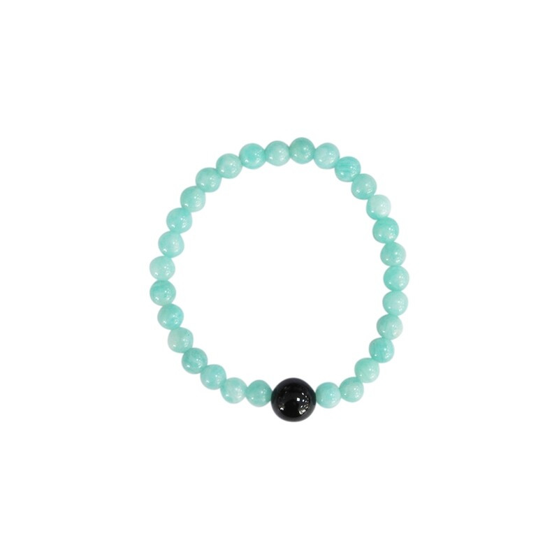 Bracelet amazonite perles 6 mm + onyx noir 1 cm de Herboristerie et Esotérisme à Libourne dans A061