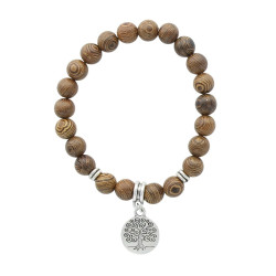 Bracelet bois + charms arbre de vie alliage zinc de Herboristerie et Esotérisme à Libourne dans A061