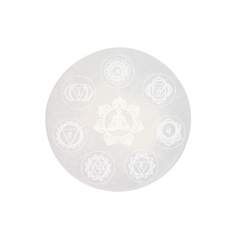 Plaque en selenite 7 chakras 12 cm de Herboristerie et Esotérisme à Libourne dans A061