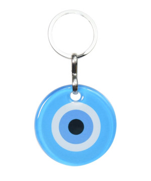 Porte cles oeil de nazar en verre bleu clair de Herboristerie et Esotérisme à Libourne dans A061