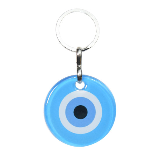 Porte cles oeil de nazar en verre bleu clair de Herboristerie et Esotérisme à Libourne dans A061