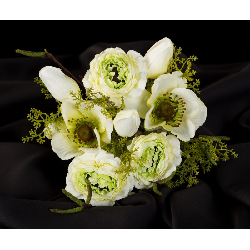 Bouquet renoncule anemone 20cm creme de Jardinerie Bordeaux Libourne Gironde dans E078
