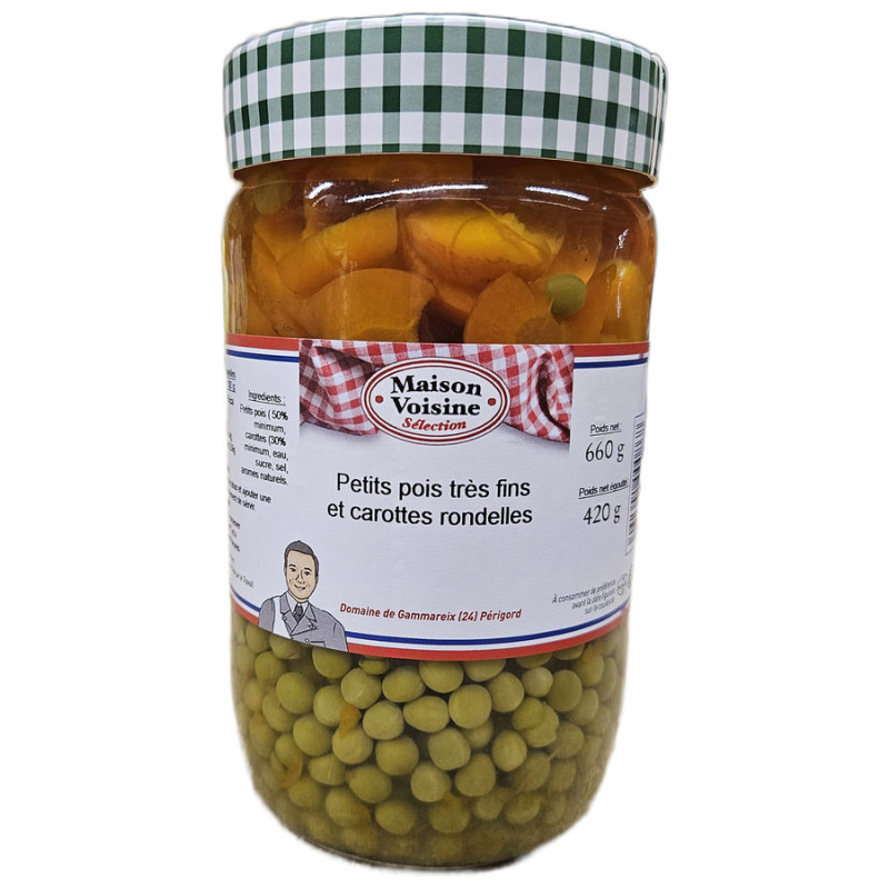 PETITS POIS ET JEUNES CAROTTES 660G de Table des producteurs Libourne dans 🥫 Conserves