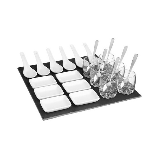SET APERITIF ARDOISE CARRE 25P de J-Line by Jolipa - Déco intérieur dans J031