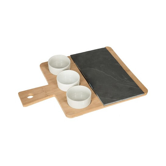 SET APERITIF ARDOISE BAMBOU 4P de J-Line by Jolipa - Déco intérieur dans J031