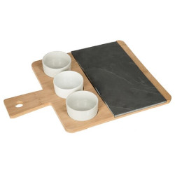 SET APERITIF ARDOISE BAMBOU 4P de J-Line by Jolipa - Déco intérieur dans J031