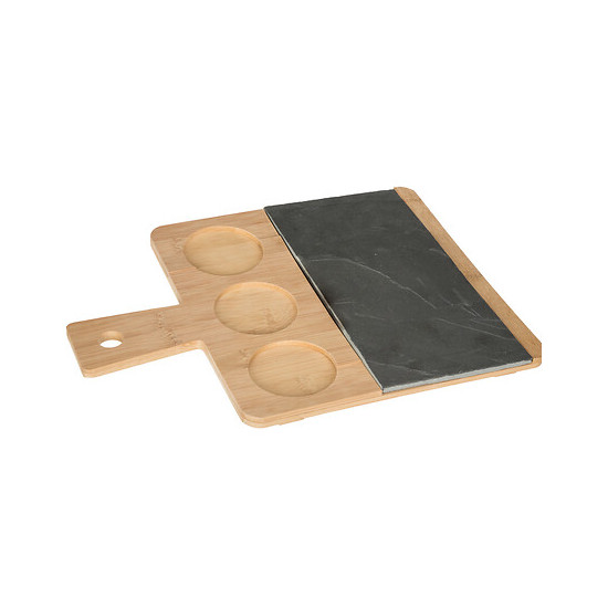 SET APERITIF ARDOISE BAMBOU 4P de J-Line by Jolipa - Déco intérieur dans J031